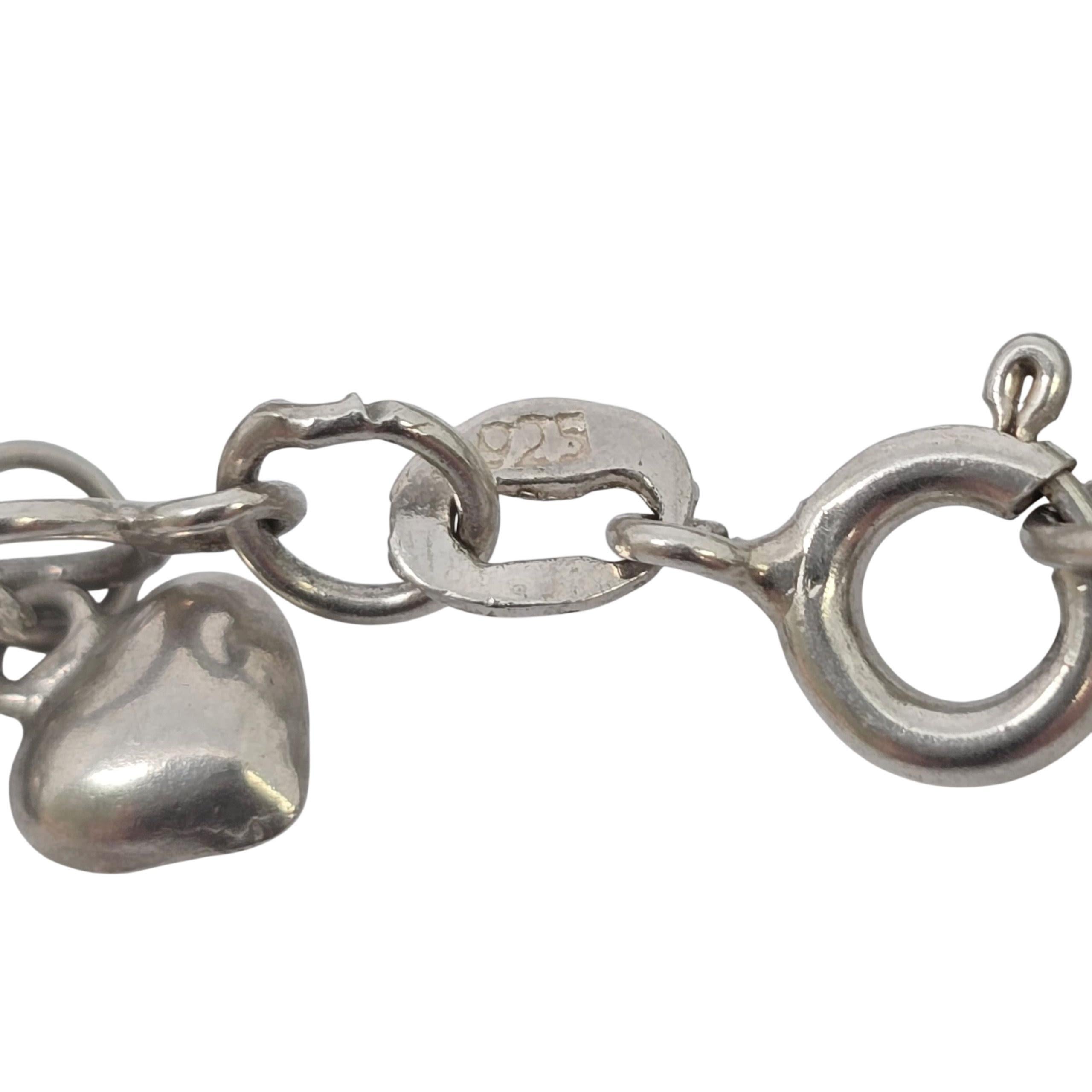 Sterling Silber geladen Puffy Herz Charme Armband #22552 im Angebot 4