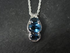 Sterlingsilber Londoner Blauer Topas Anhänger Halskette