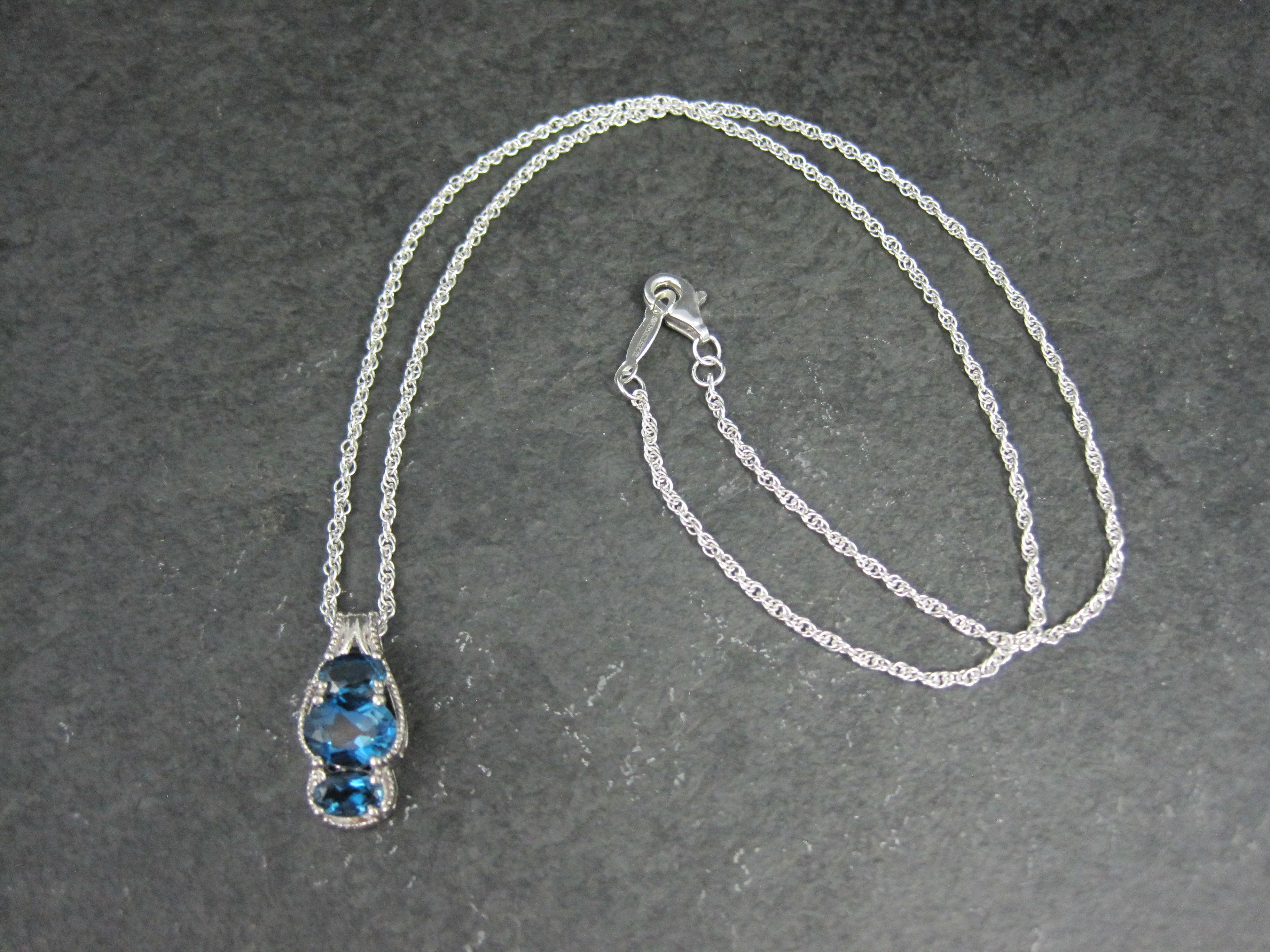 Sterling Silver London Blue Topaz Pendant Necklace In New Condition For Sale In Webster, SD