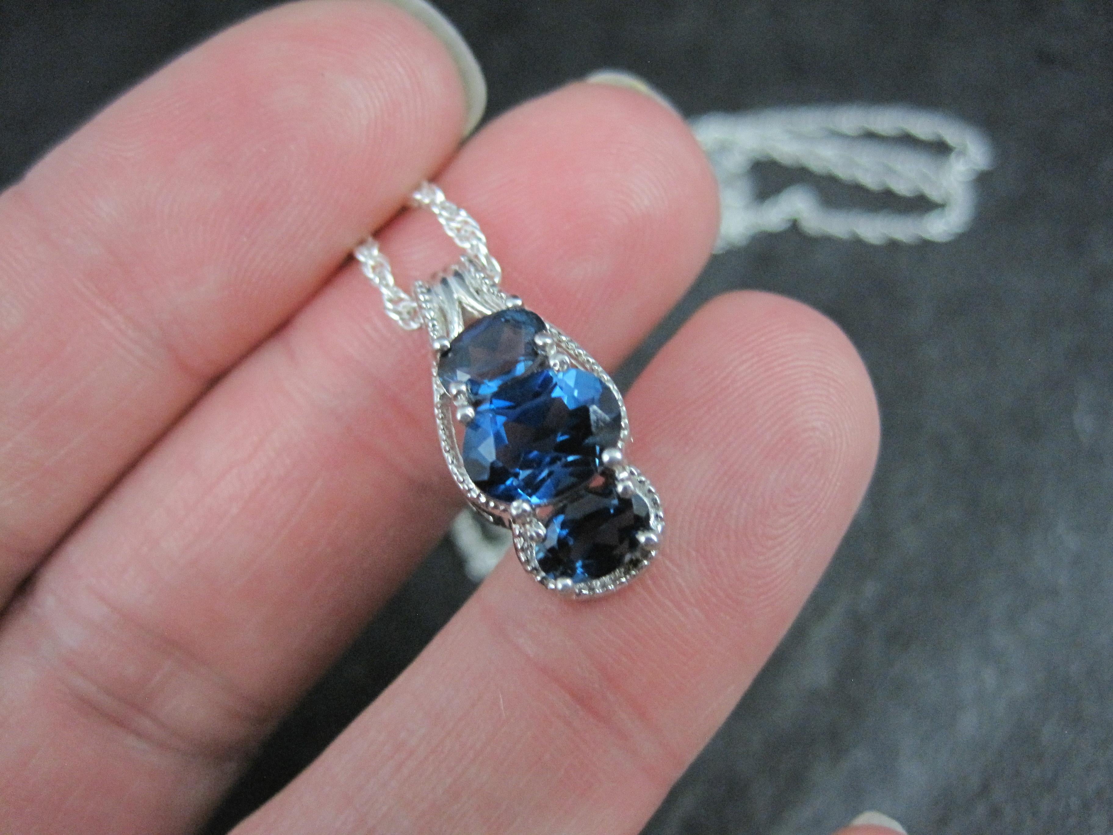 Sterling Silver London Blue Topaz Pendant Necklace For Sale 1