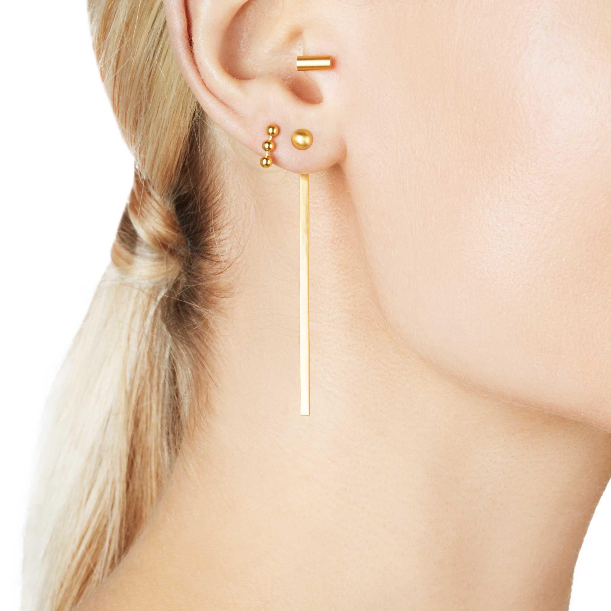 Artisan Sterling Silver  Long Extension Sphere Earrings