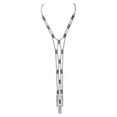 Lange Mesh-Halskette aus Sterlingsilber mit Mondstein-Marquise-Cabochons