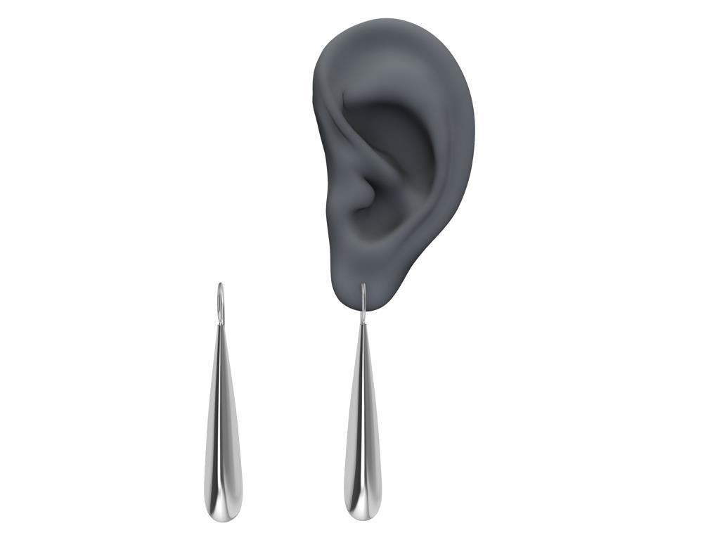 Contemporain Longues boucles d'oreilles en argent sterling en forme de goutte d'eau en vente