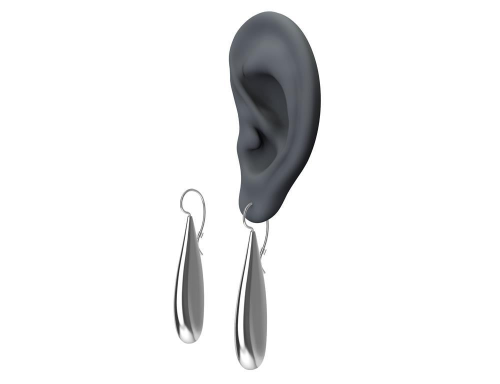 Longues boucles d'oreilles en argent sterling en forme de goutte d'eau Neuf - En vente à New York, NY