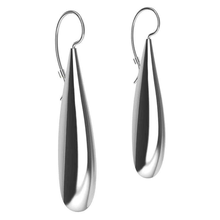 Sterling Silver Long Teardrop Drop Earrings For Sale