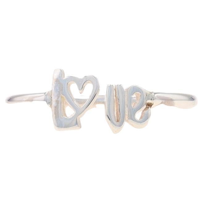Sterling Silver Love Negative Space Ring - 925 Heart For Sale