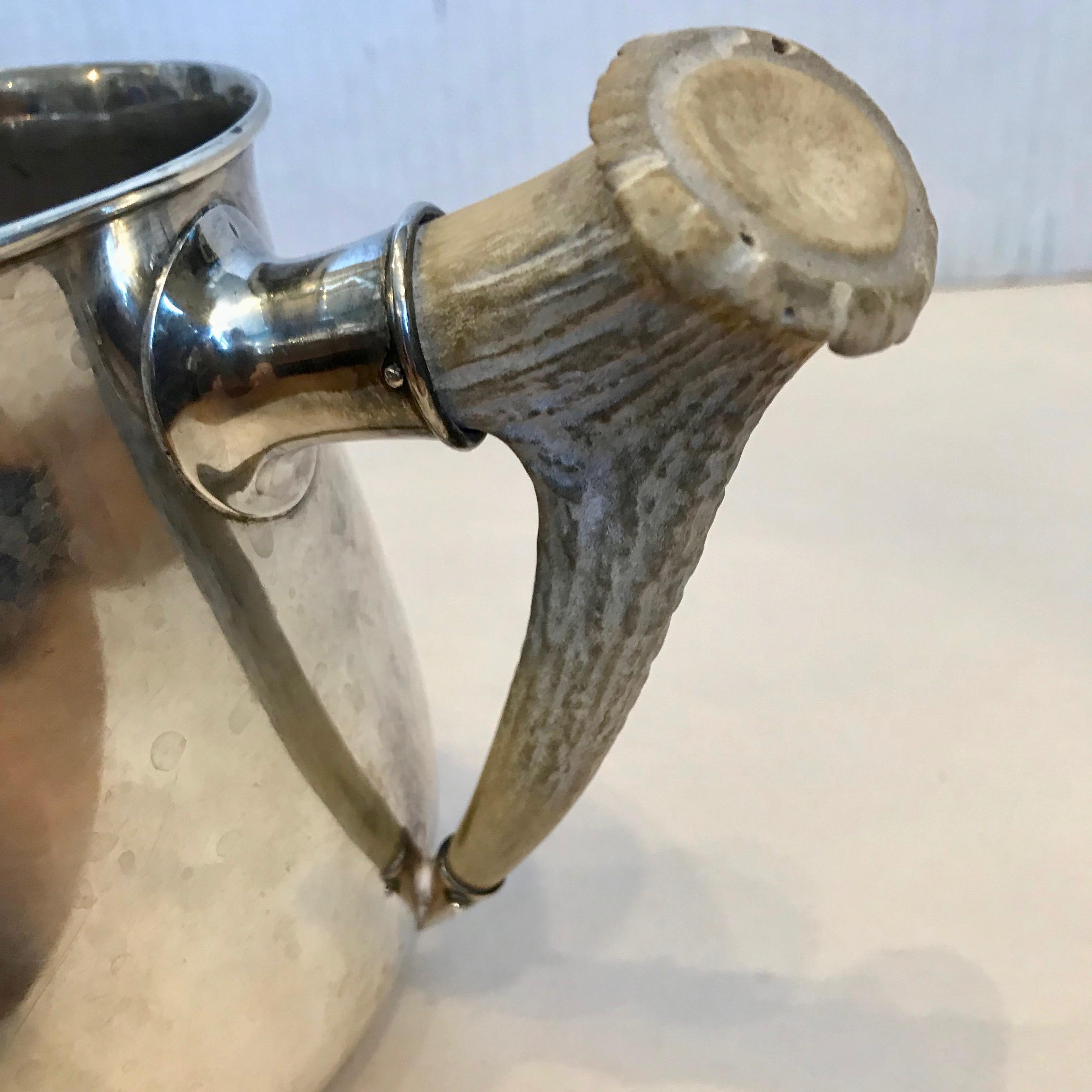 Sterling Silver Loving Cup / Trophy With Pair Of Horn Handles For Sale 5