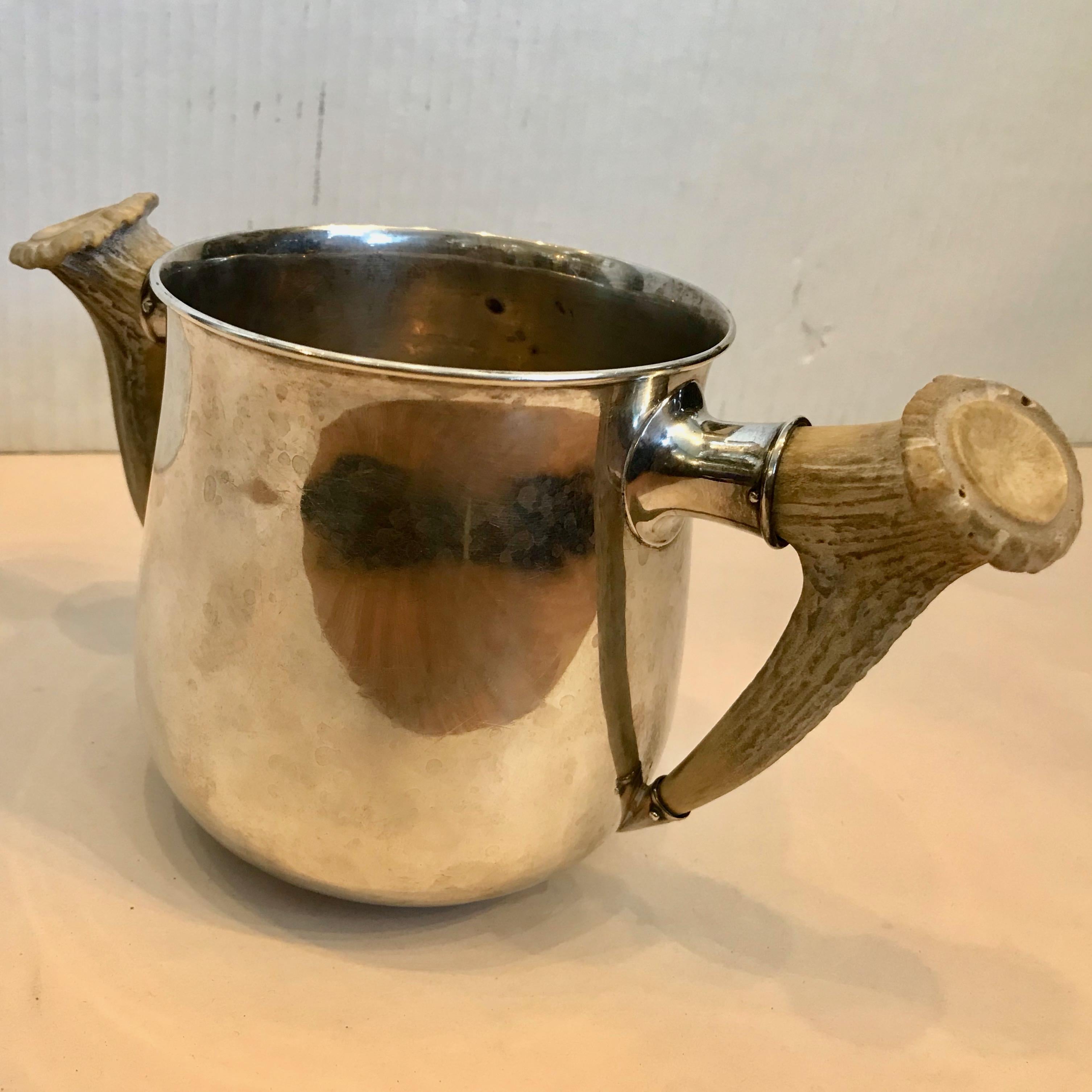 Sterling Silver Loving Cup / Trophy With Pair Of Horn Handles For Sale 2