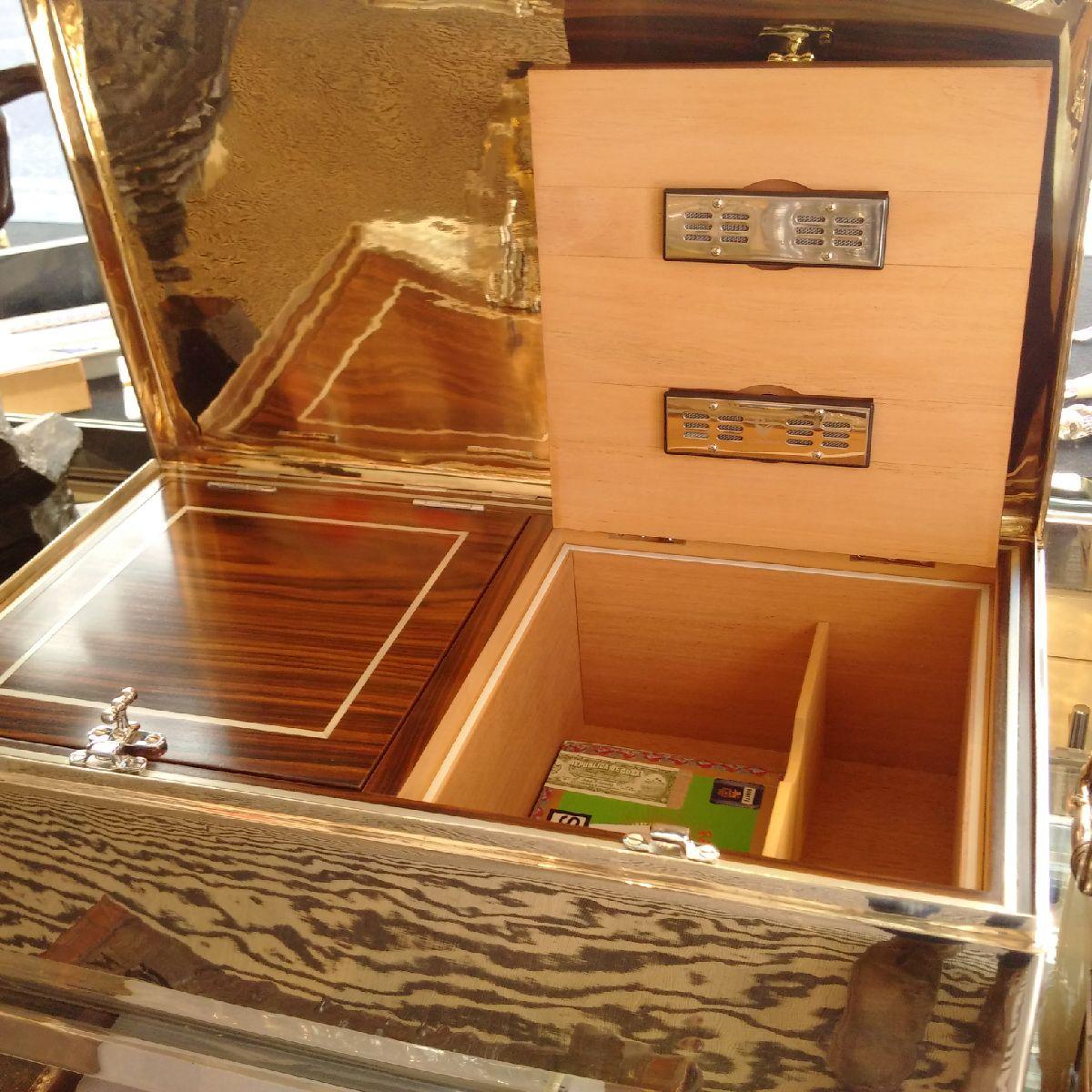 Sterling Silver and Macassar Cigar Humidor by Tiffany & Co. In Excellent Condition In London, GB