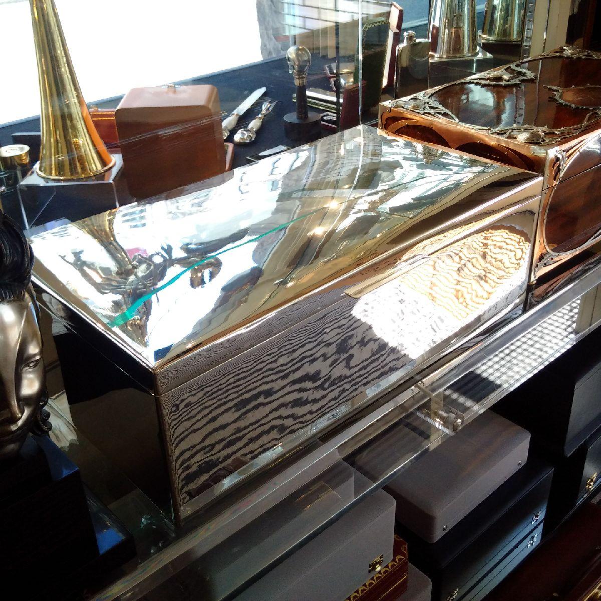 Sterling Silver and Macassar Cigar Humidor by Tiffany & Co. 1