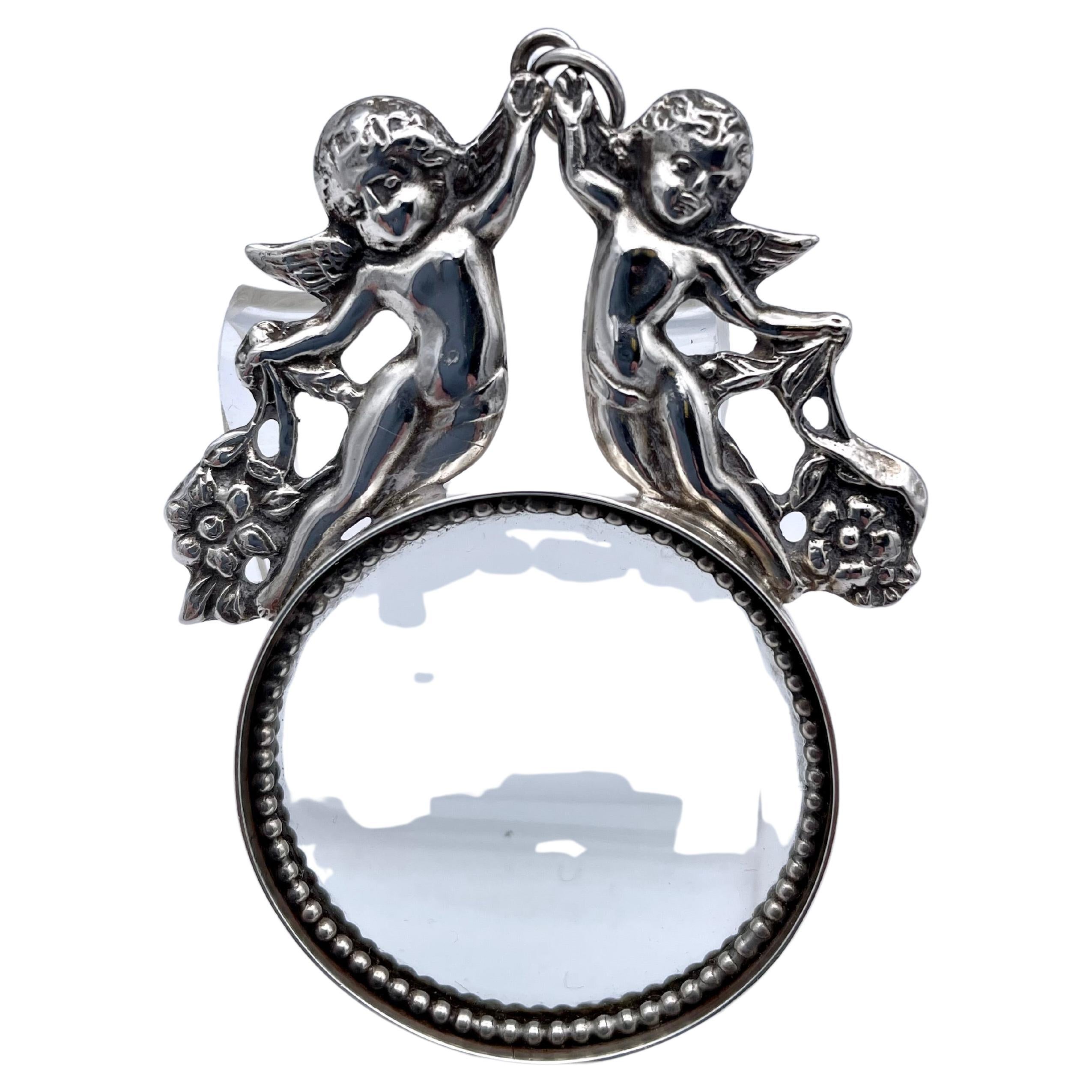 Sterling Silver Magnifying Glass With Cupids