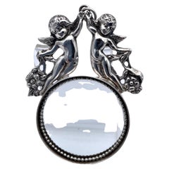 Vintage Sterling Silver Magnifying Glass With Cupids