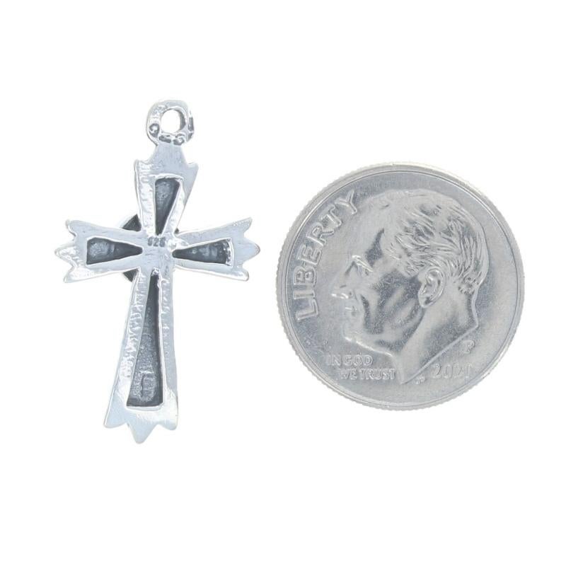 Sterling Silber Malachit Kreuz-Anhänger - 925 Runder Cabochon Faith im Zustand „Hervorragend“ in Greensboro, NC
