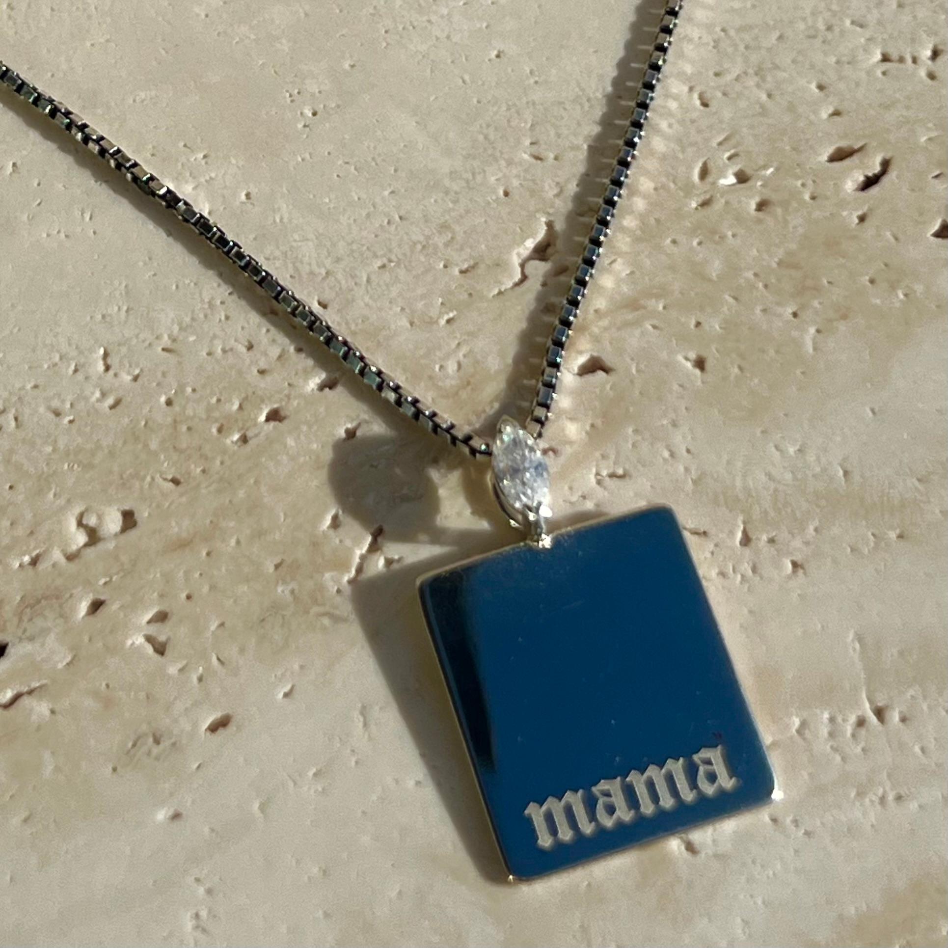 Sterling Silver “mama” Engraved Necklace by Series of Eleven In Good Condition For Sale In Manhattan Beach, CA