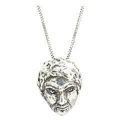 Vintage Sterling Silver Man's Face Necklace