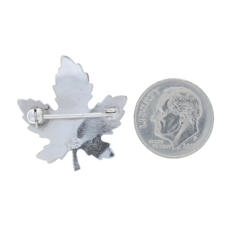 Women's Sterling Silver Maple Leaf Brooch - 925 Etched Botanical Pin For Sale