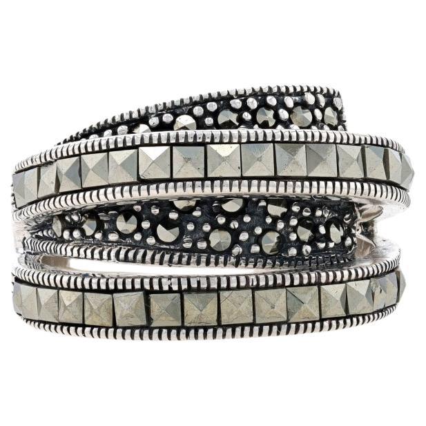 Sterling Silber Marcasite Band - 925 Milgrain Ring Größe 6 3/4