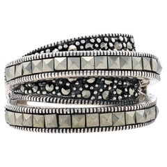 Sterling Silver Marcasite Band - 925 Milgrain Ring Size 6 3/4
