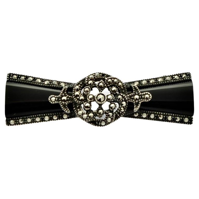 Broche Feuille En Rhodium Argent Avec Marcassite – Occasion – Style Vintage élégant