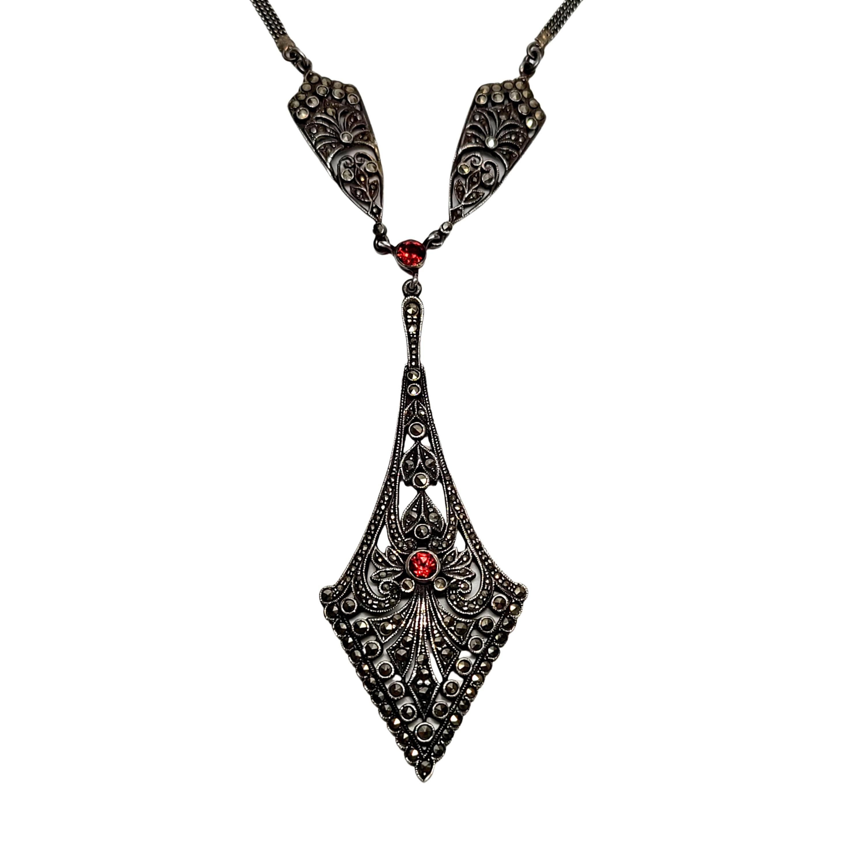 Sterling Silver Marcasite Chandelier Pendant Necklace at 1stDibs