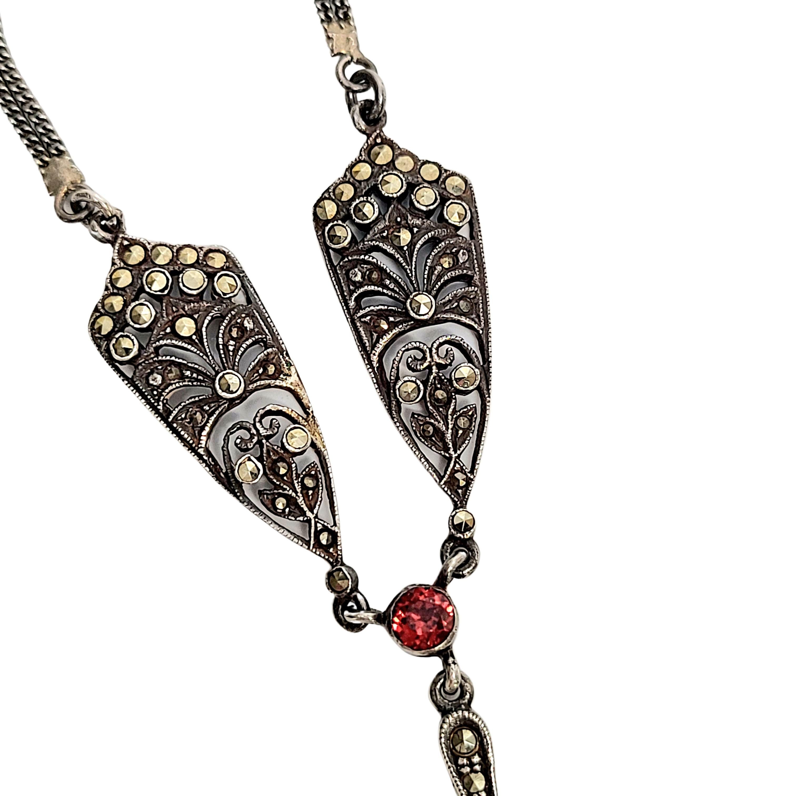 Sterling Silver Marcasite Chandelier Pendant Necklace at 1stDibs