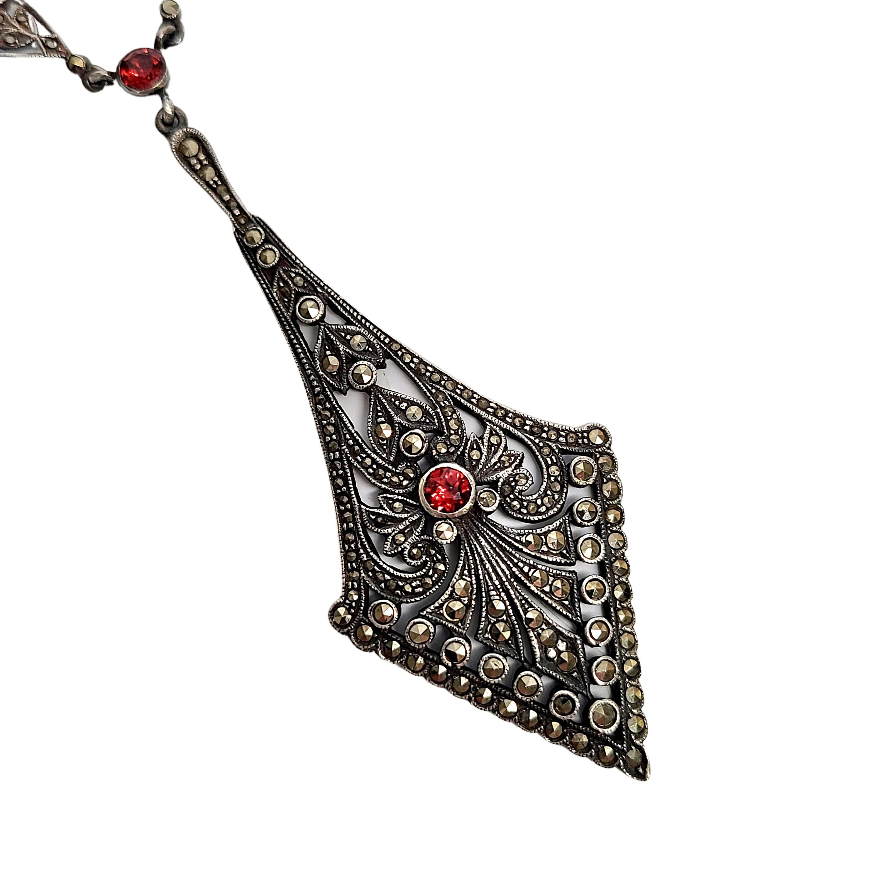 Sterling Silver Marcasite Chandelier Pendant Necklace at 1stDibs