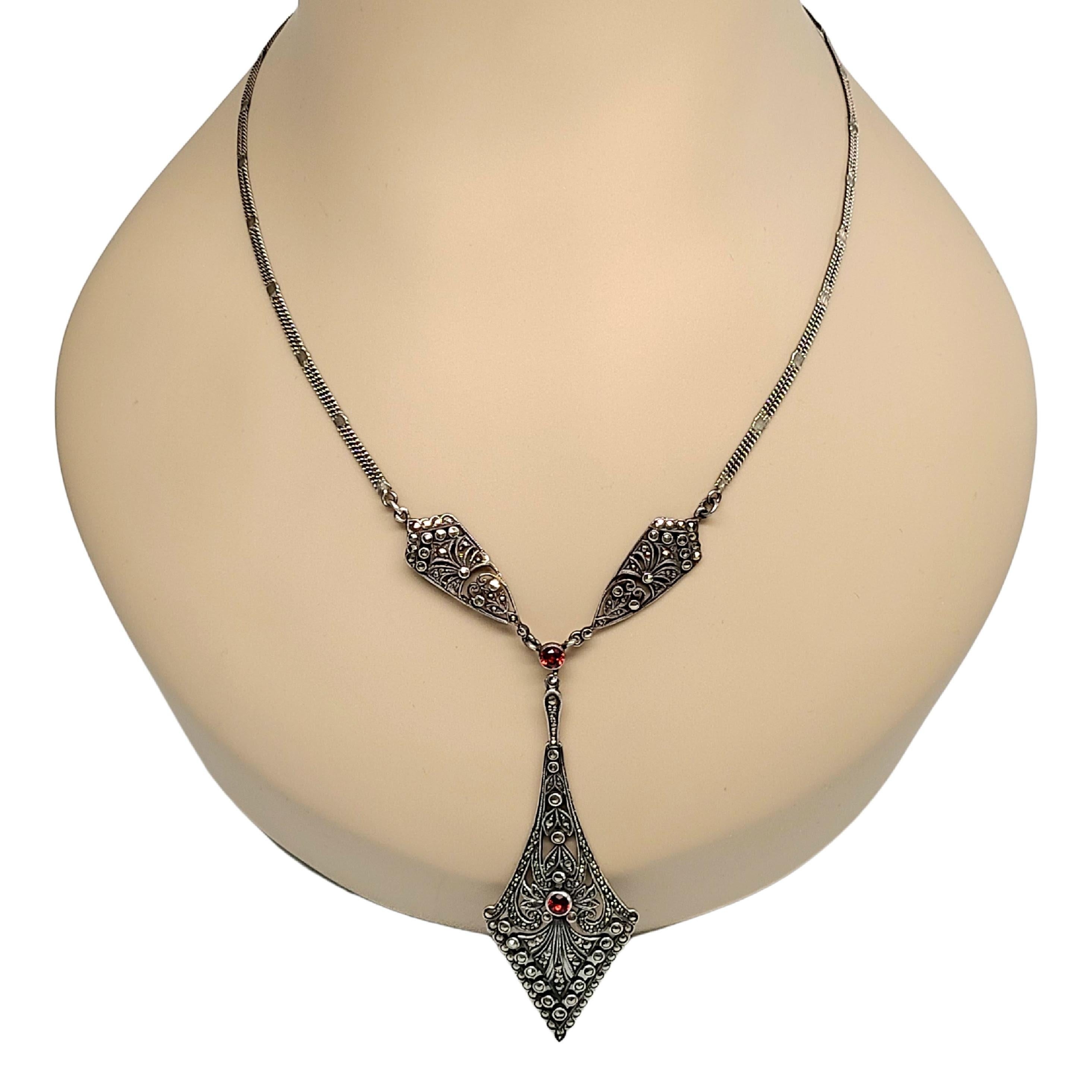 Sterling Silver Marcasite Chandelier Pendant Necklace at 1stDibs
