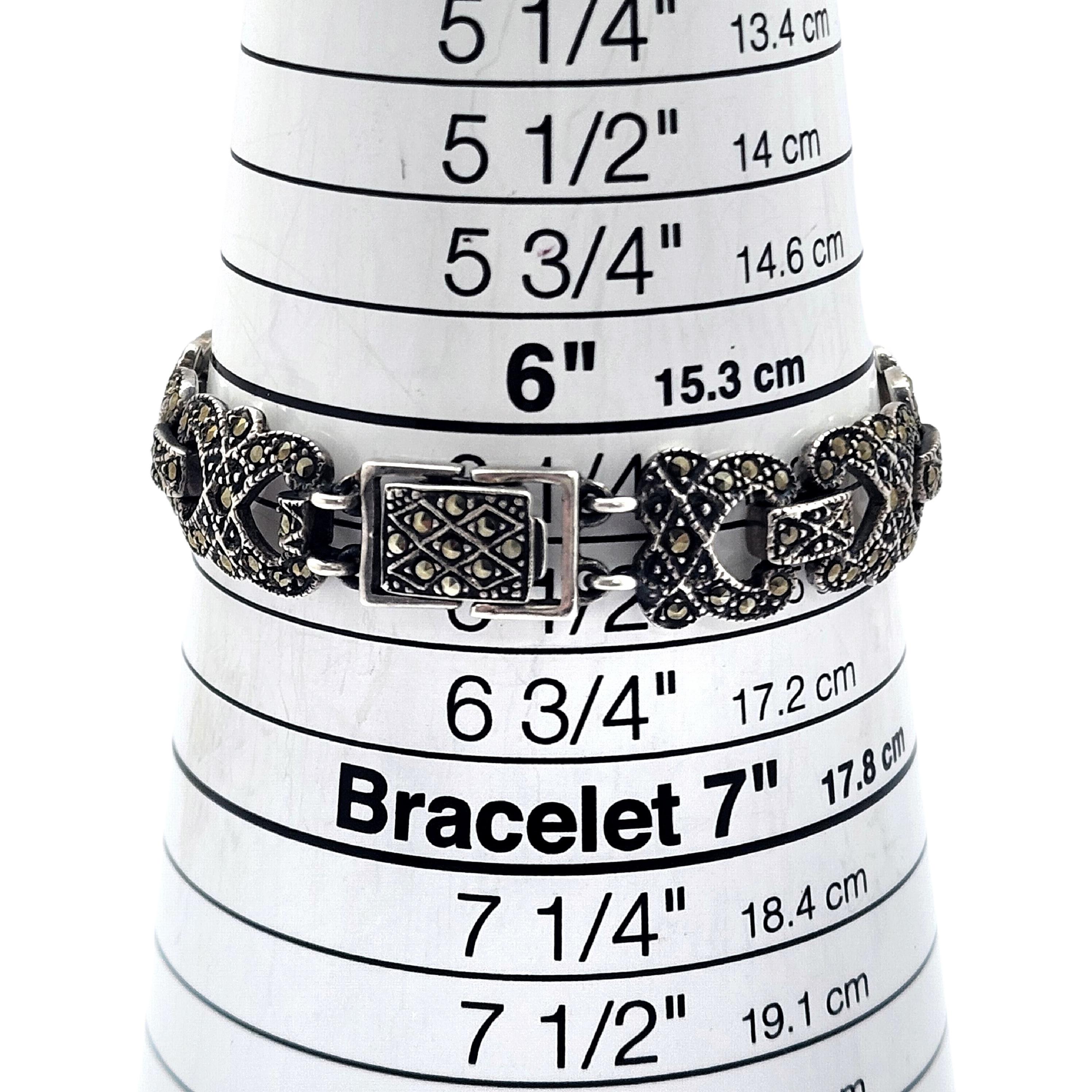 Sterling Silver Marcasite Necklace & Bracelet Set #13371 5