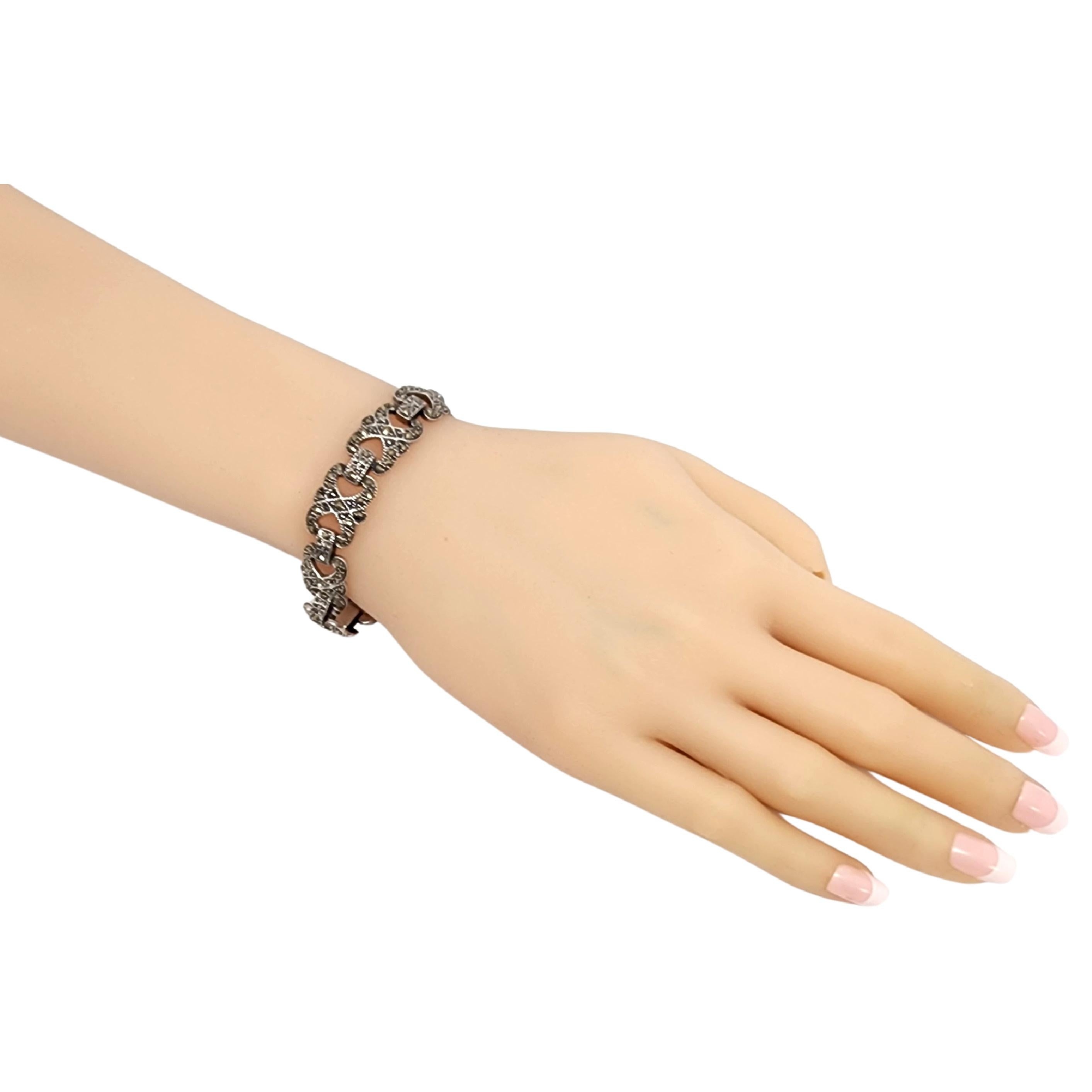 Sterling Silver Marcasite Necklace & Bracelet Set #13371 6