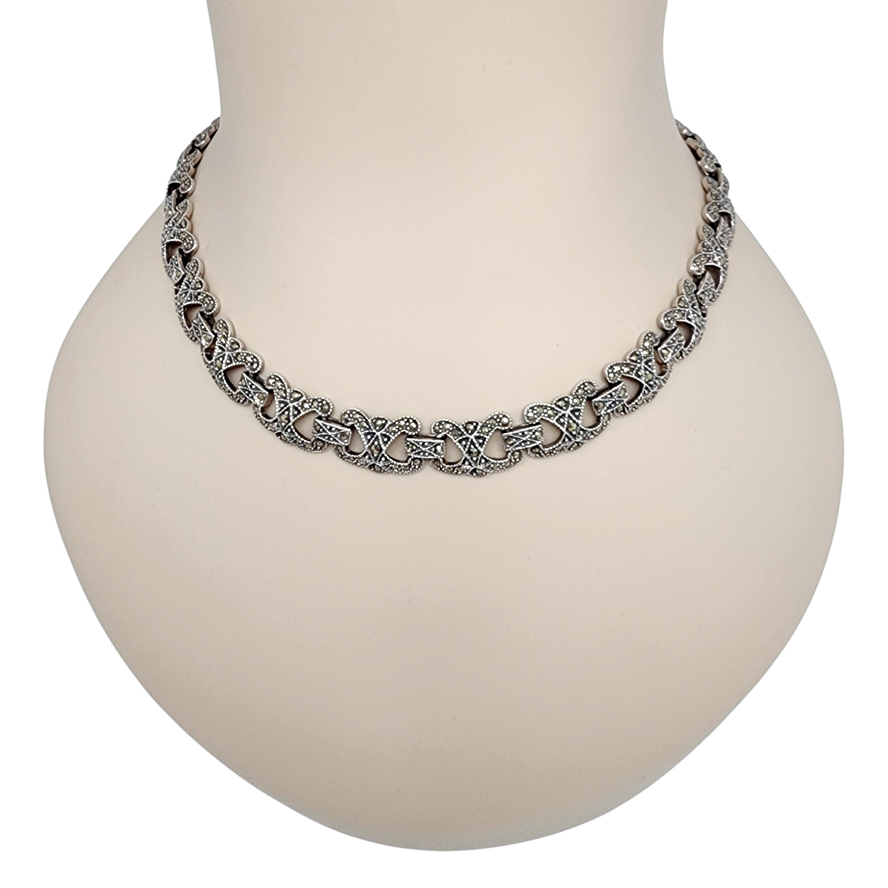 Sterling Silver Marcasite Necklace & Bracelet Set #13371 7