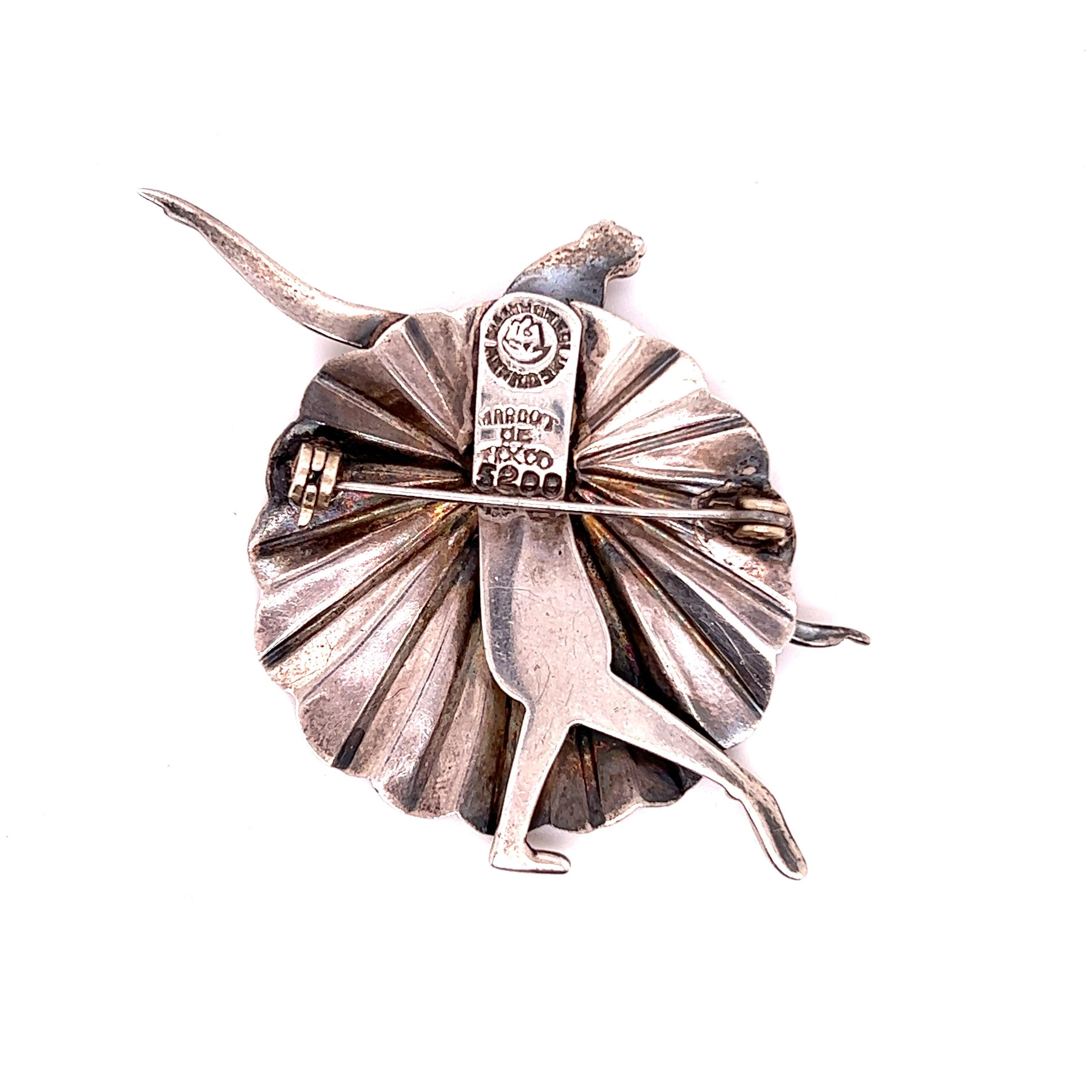 Women's or Men's Sterling Silver Margot de Taxco Balet Dancer Pin, 1950s