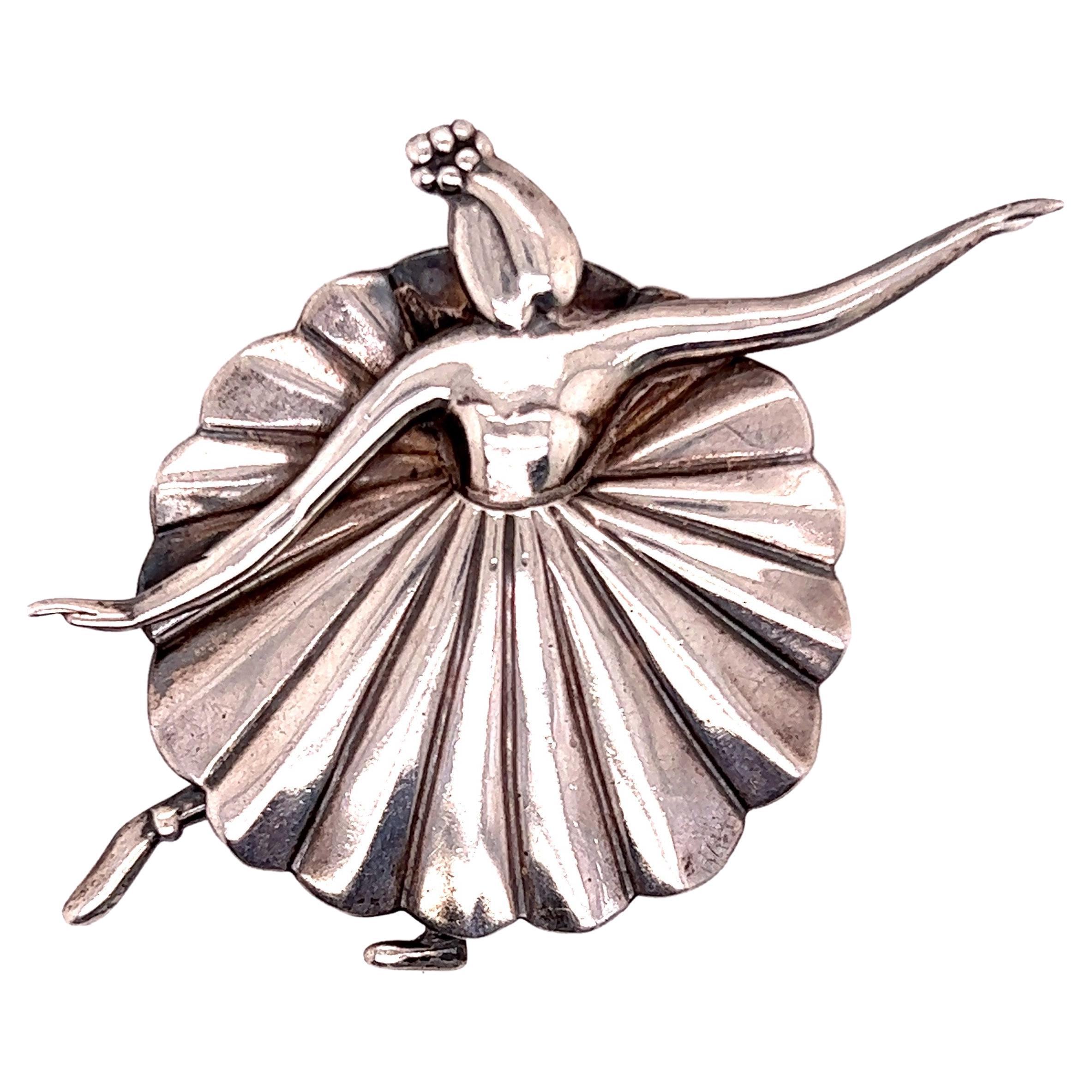Sterling Silver Margot de Taxco Balet Dancer Pin, 1950s