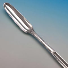 George III Bead Bordered Antique Sterling Silver Marrow Scoop by Stephen Adams I