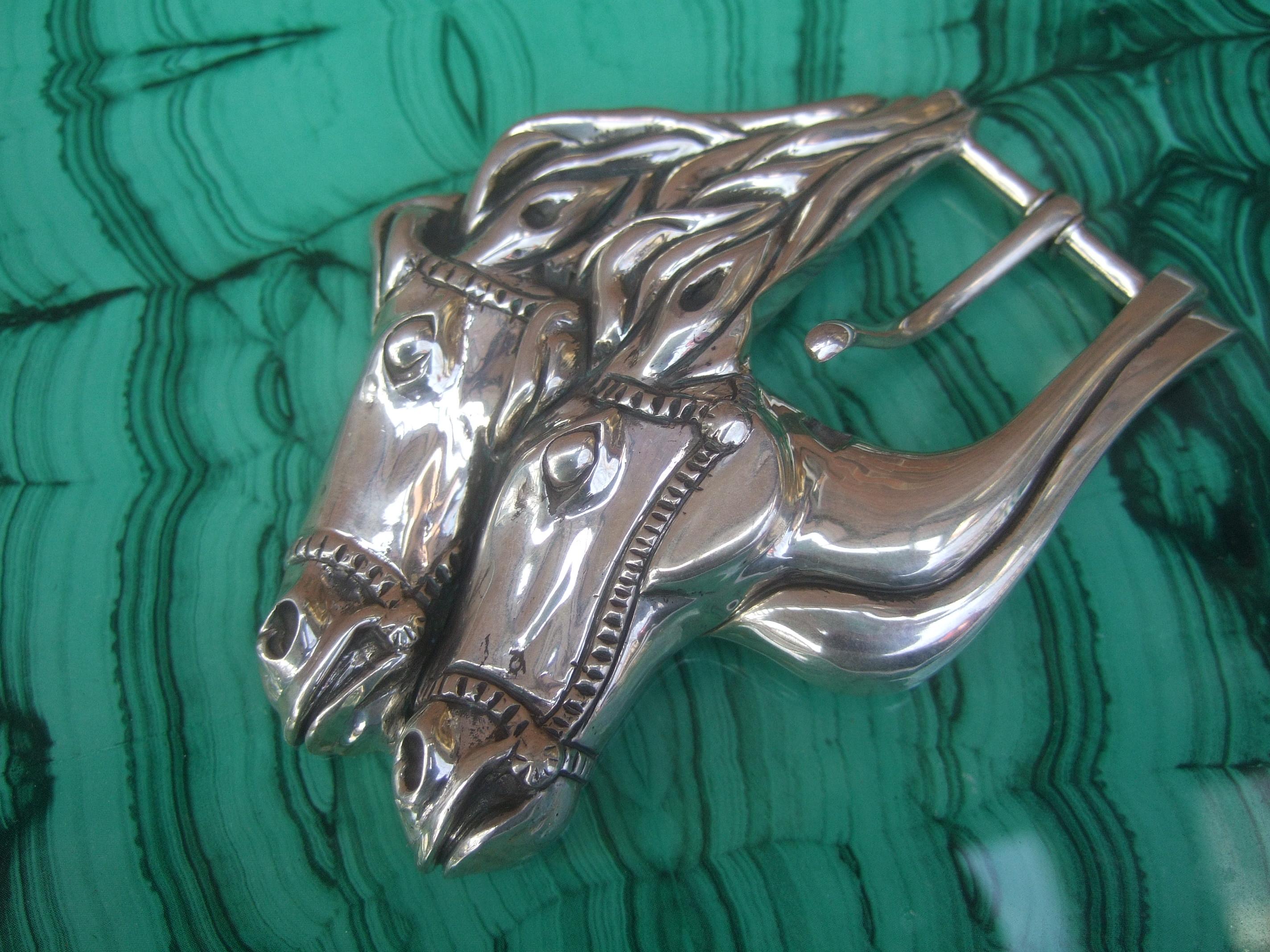 Sterling Silver Massive Equine Belt Buckle Designed by Kokopelli circa 1990s In Good Condition In University City, MO