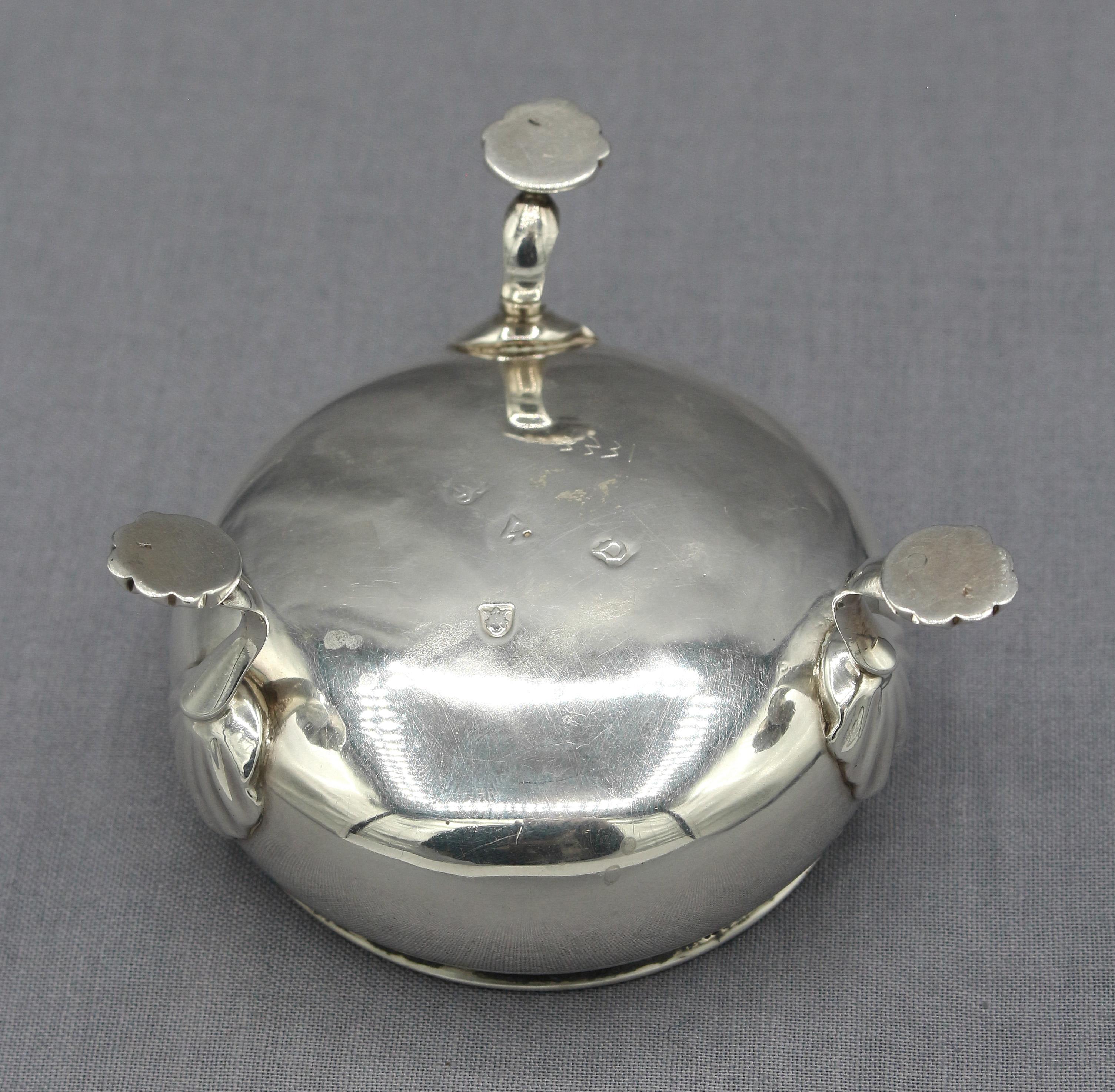 English Sterling Silver Master Salt with Later Cobalt Liner, London, 1759 For Sale