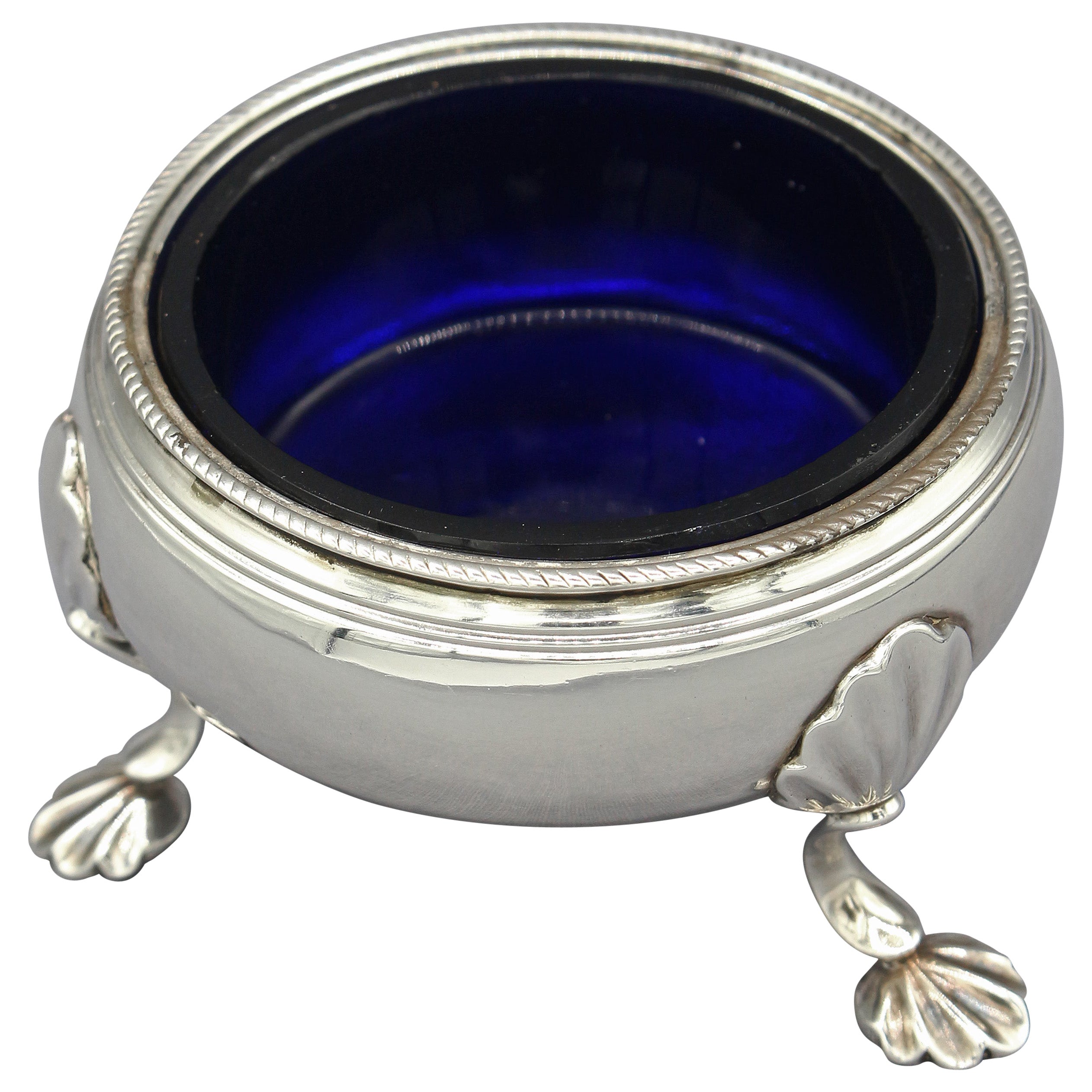 Sale maestro in argento sterling con rivestimento in cobalto, Londra, 1759