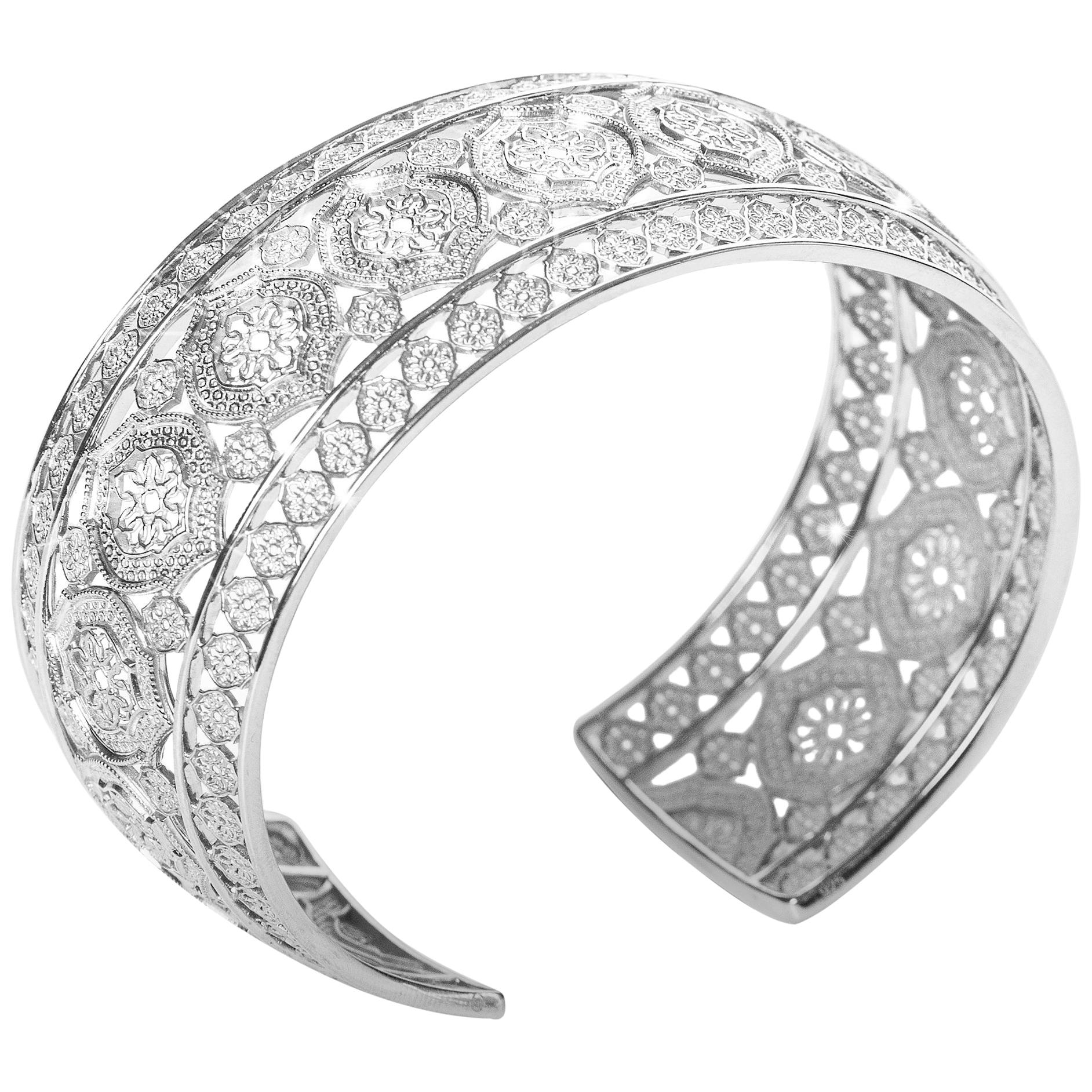 Sterling Silver Mauresque Cuff Bracelet Natalie Barney For Sale