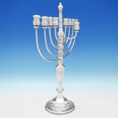 George V Large Sterling Silver Menorah from 1921 by Joseph Zweig