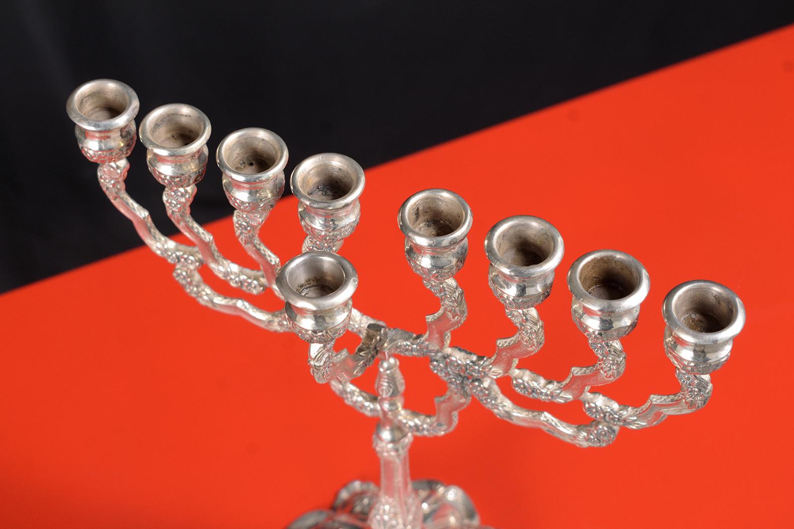 Timeless Sterling Silver Menorah from Israel with Floral Motif 1