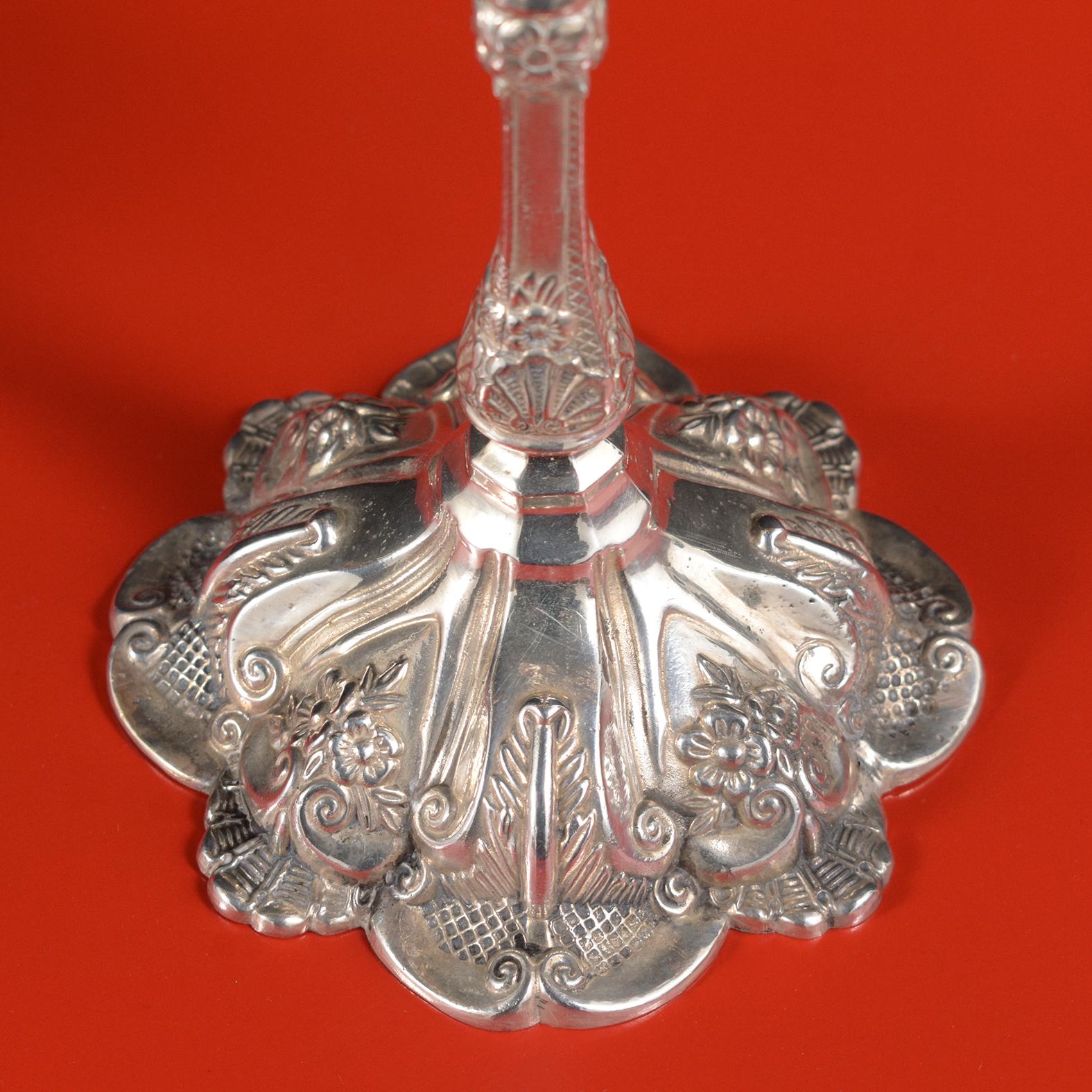 Timeless Sterling Silver Menorah from Israel with Floral Motif 3