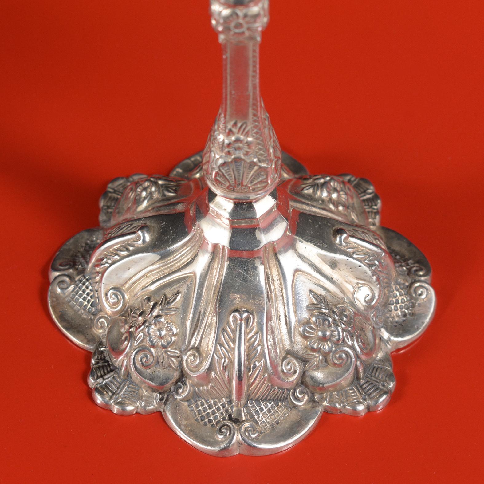 Timeless Sterling Silver Menorah from Israel with Floral Motif 2