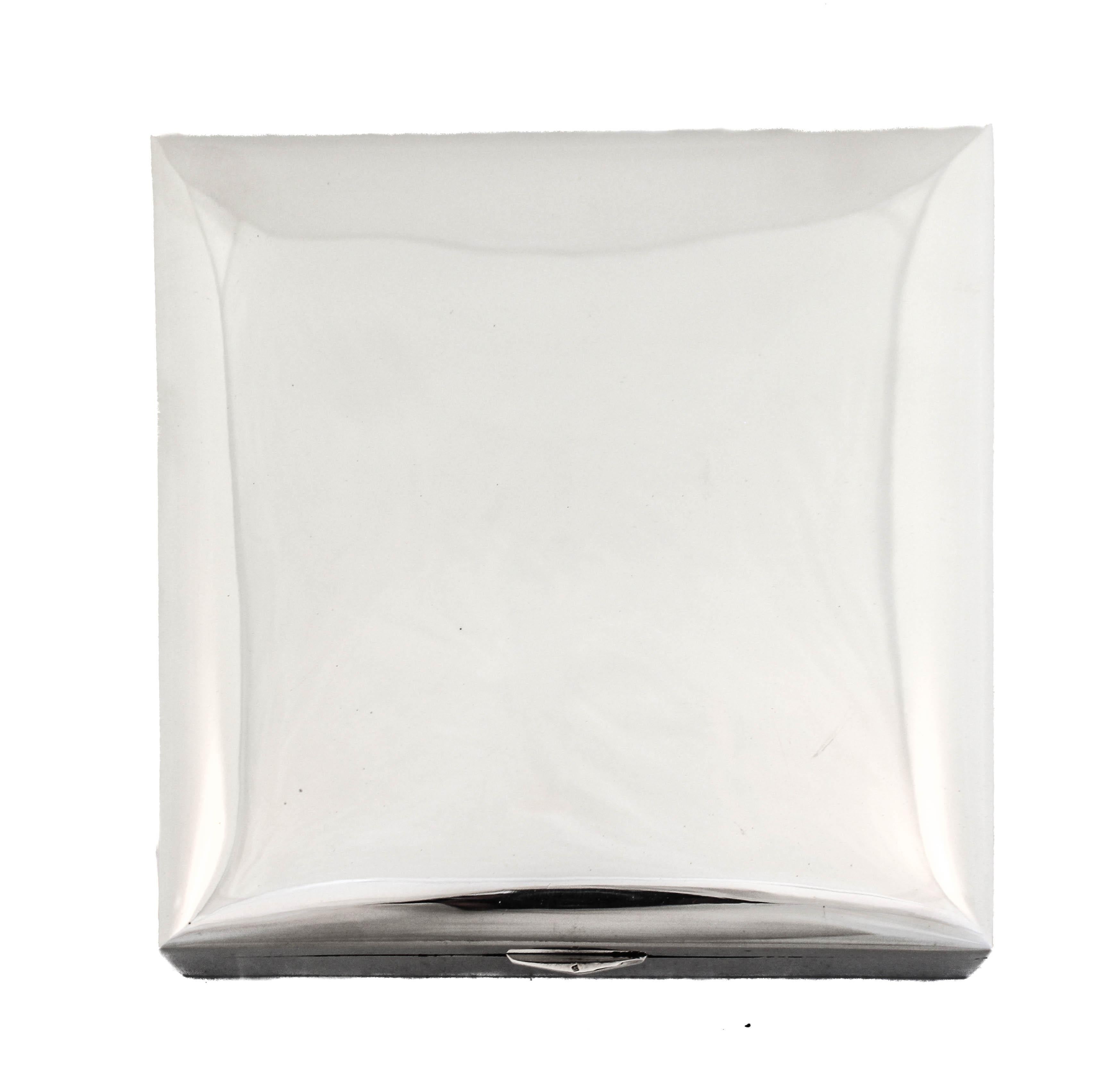 We are thrilled to offer you this sterling silver men’s (jewelry) box. It is rather large so start shopping! A very masculine piece with no etchings or ornamentation. Just a great square shape and a modern look. A special gift for that special man