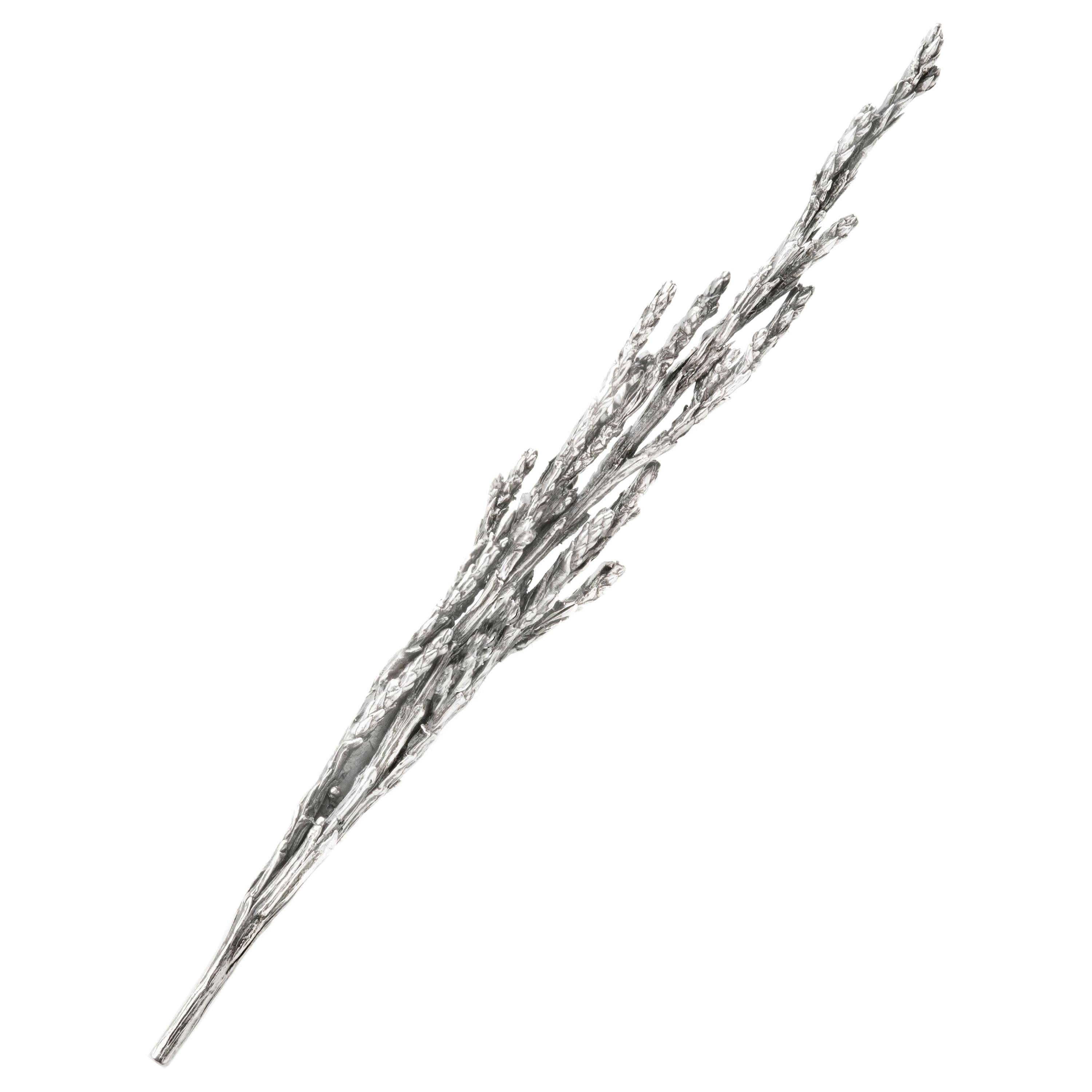 Sterling Silver Men's Contemporary Juniper Sculptural Brooch Featured in Vogue For Sale