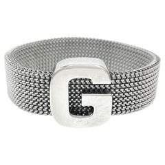 Retro Italian Sterling Silver "G" Mesh Bracelet