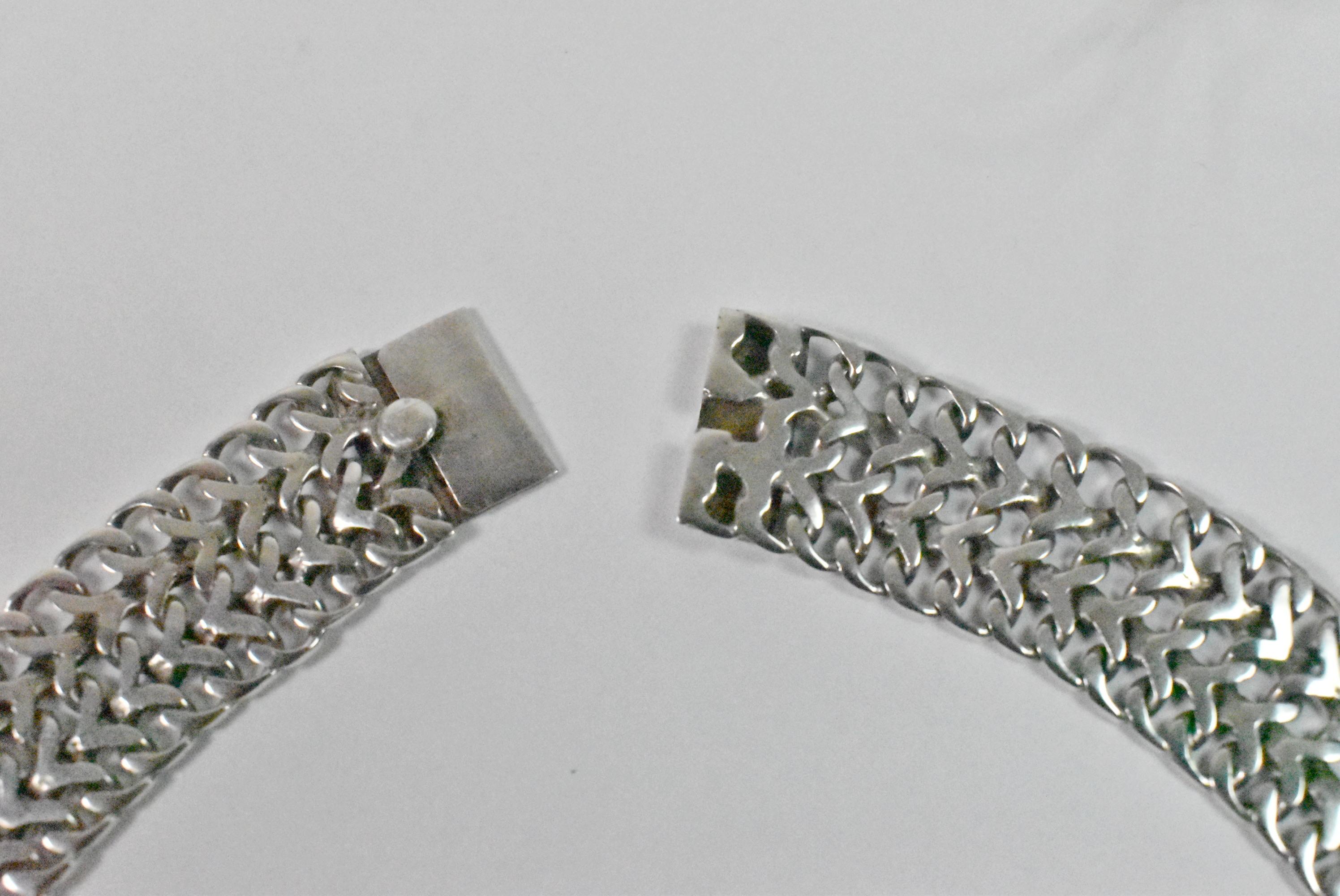 Mexican Sterling Silver Mesh Choker Necklace Chido En Mexico For Sale