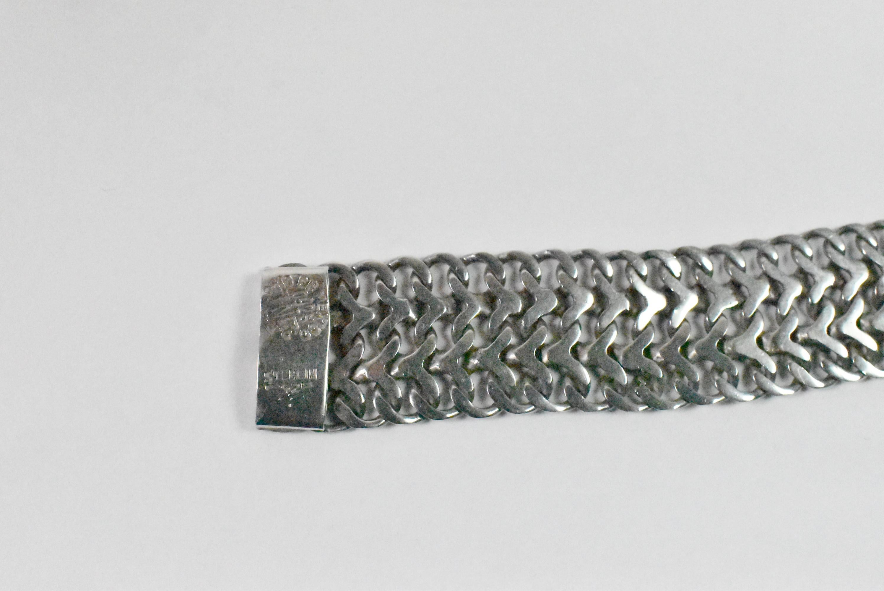 Sterling Silver Mesh Choker Necklace Chido En Mexico In Good Condition For Sale In Toledo, OH