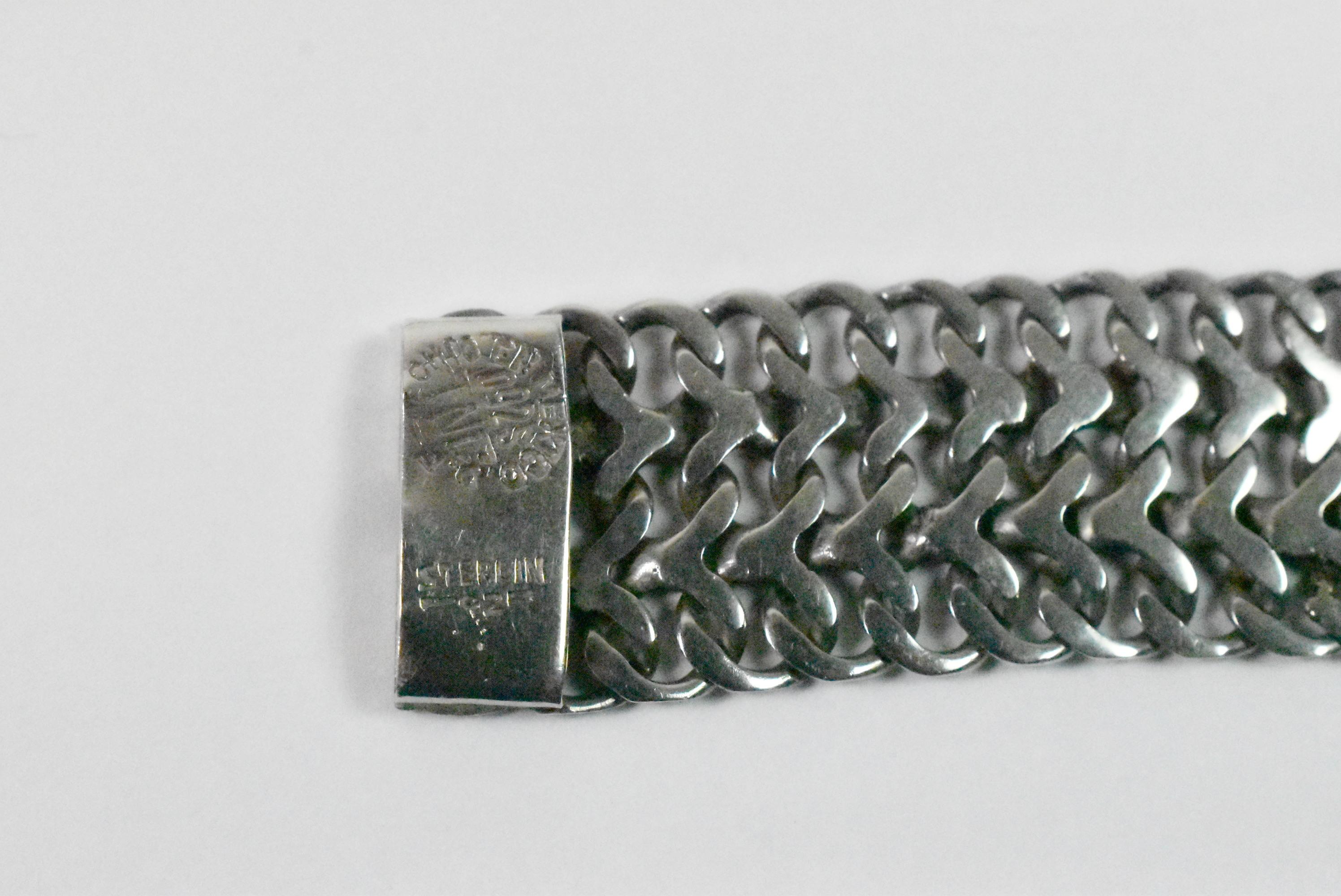 20th Century Sterling Silver Mesh Choker Necklace Chido En Mexico For Sale