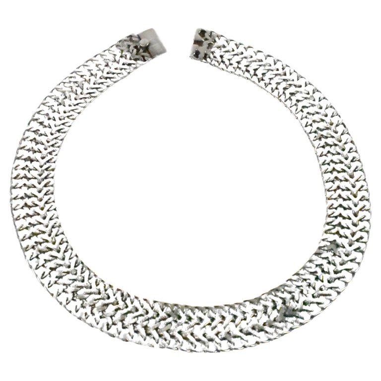 Mesh Necklace Mexican Silver Chain Necklace Sterling Silver Mesh