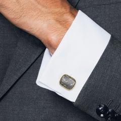 Sterling Silver Meteorite Cufflinks With 18K Yellow Gold (Limited Edition)