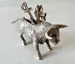 Sterling Silver Mexican Bull with Sword Cocktail Picks